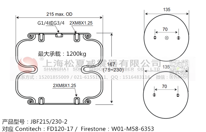 JBF215/230-2橡膠<a href='http://www.07gw.com/' target='_blank'><u>空氣彈簧</u></a>