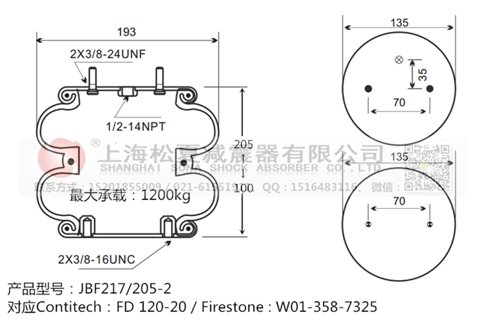 JBF217/205-2橡膠<a href='http://www.07gw.com/' target='_blank'><u>空氣彈簧</u></a>