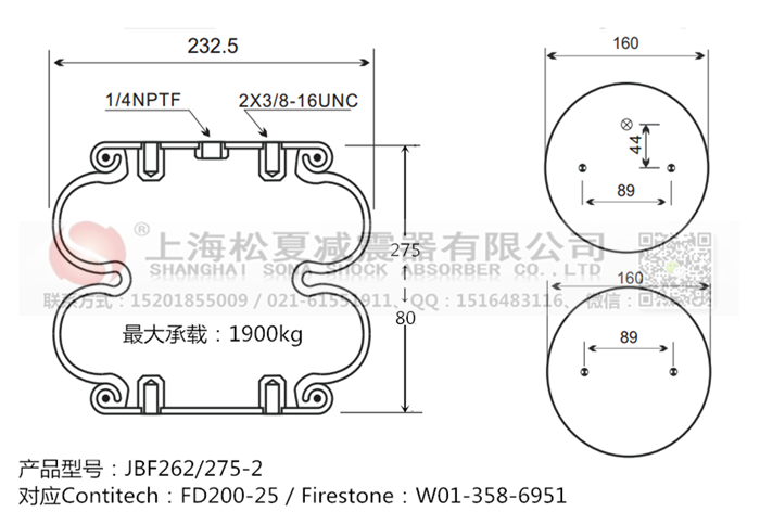 JBF262/275-2橡膠<a href='http://www.07gw.com/' target='_blank'><u>空氣彈簧</u></a>